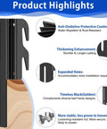 Four Piece Black Headboard Adapter Brackets Straight Shoot Install Bed Rail Hooks Adjustable Steel Connectors Built Different For Rock Solid Connections Heavy Duty Furniture Hardware No Extra Fluff detailed features highlighting thickness and stability.