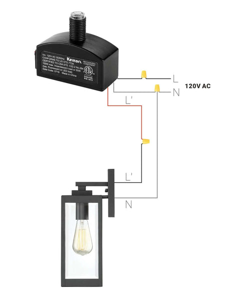 Wiring diagram for 120V Outdoor Dusk To Dawn Photocell Sensor Hard-Wired Post Light Control with photoelectric switch and lamp