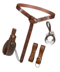 Rock This Badass Men Cosplay Brown Pu Belt Featuring Industrial Alchemist Chain Buckle Adjustable Waist Strap For Larp Costumes Vintage Photography Props And Game Changing Style Vibes with pouch and bottle