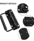 Spring Loaded Chest Handle Set Two Piece Black Stainless Steel Surface Mount Folding Handles with rubber grip details