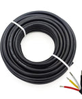 Coiled 22 AWG UL2464 power cable with red, black, yellow, and white conductors, 25 feet flexible PVC jacket for DIY electronics projects.