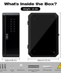 Heavy Duty Ev Charger Lock Box And Outdoor Wall Enclosure With Ip65 All Season Weatherproof Steel Case, dimensions, features, and tools included.