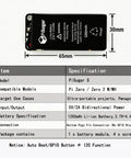 Built Tough Reliable 1200mAh Mini Uninterruptible Power Supply Battery Pack Designed For Raspberry Pi Zero W Wh And 2W Model Board With Auto Boot Backup Switch specifications image showing size and connection details.