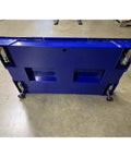 Heavy Duty Digital Industrial Floor Scale Straight Up Built Tough For Warehouse Grind Dead On Accurate Pallet Scale With Crisp Display 24 X 36 Inch Platform And 1000 Lb Capacity, blue metal base with wheels.