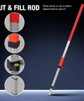Heavy Duty Aluminum Laser Grade Rod Built To Snap Onto Rotary Laser Levels Quick Featuring A Smooth Twist Lock Grip in use for site layout.