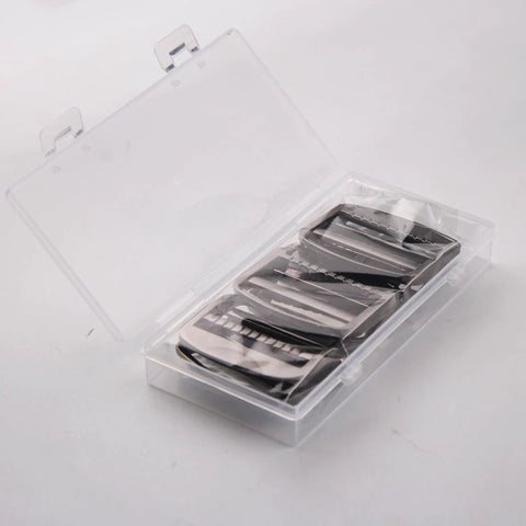 Ten Pack Heavy Duty Gunmetal Zinc Alloy Ladder Lock Sliders For Adjustable Webbing Straps With Durable Quick Release Buckles in a box