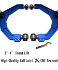 Heavy Duty Forged Upper Control Arms For 2-4 Inch Lift Compatible With Dodge Ram 1500 2006-2011 And 2012-2021 shown in blue with wrench