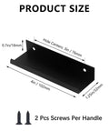 Dimensions of 30 Pack Black Cabinet Handles Modern Drawer Pulls Finger Edge Pulls for Kitchen and Bath with screws shown