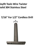 Keyfit Tools wire twister for heavy duty wire twister tool for fence wire and rebar tie ups up to three sixteenth inch 7 gauge wire stainless steel construction drill powered twist with quick release ideal for chain link fence installation, shown in solid 304 stainless steel