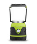 Front view of 1000 Lumen Battery Powered LED Camping Lantern With Four Light Modes, Waterproof Tent Light, green and black design.