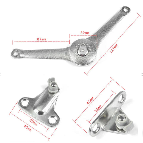 Hydraulic Cabinet Door Hinges With Adjustable Stop For Kitchen Cabinets, polished silver finish, showing dimensions and design