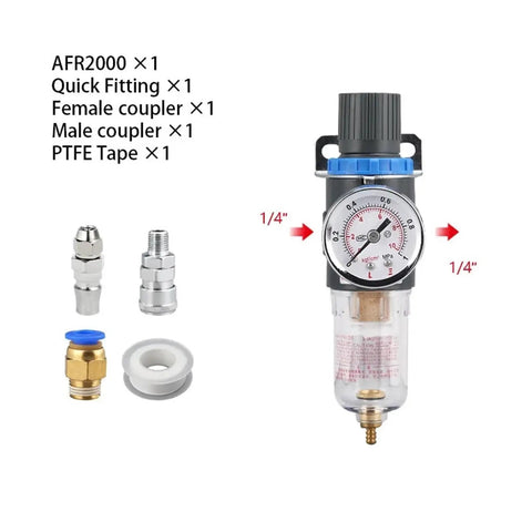 Premium Air Filter And Pressure Regulator Combo With Heavy Duty Water Separator And Precision Dial Gauge For Rock Solid Pneumatic Tool Protection And Hassle Free Shop Performance