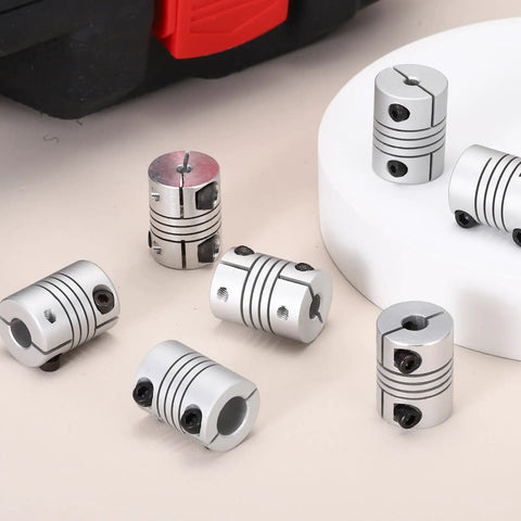 2 Pack Flexible Shaft Couplers 6mm To 6mm Bore, 20mm Length, 15mm Diameter Aluminum Alloy Clamp Joints for motors