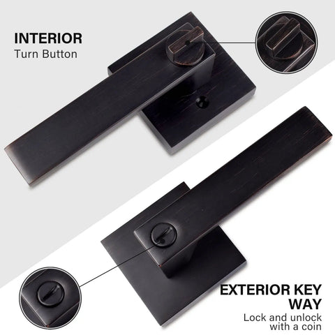 Beefy Bedroom Door Lock With Heavy Duty Lever Made From Zinc Alloy And Brushed Bronze Finish Privacy Lock Reversible For Left Or Right Doors