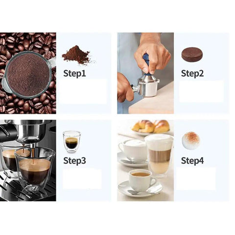 Step-by-step guide for using the Retro Semi Automatic Coffee Machine With Built In Grinder And 15 Bar Pressure.