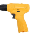 Close-up of Rugged Cordless Drill Driver Set With A Hassle Free 3 8 Inch Keyless Chuck in yellow with ergonomic grip.