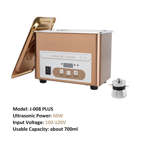 Heavy Duty 900Ml Ultrasonic Cleaner Machine With Sixty Watt Power And Forty Kilohertz Frequency for cleaning jewelry and lenses.