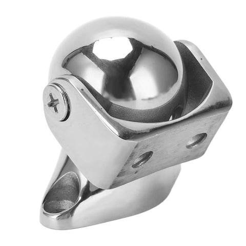 Premium 316 Stainless Steel Door Stopper Magnet That Holds Strong For Boat And Yacht Adventures With Rustproof Adjustable Marine Grade Hardware To Keep Your Doors Locked Down Secure Anywhere You Go, close-up view of polished ball and base.