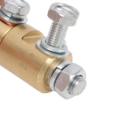 Heavy Duty 500A Brass Welding Ground Clamp With Rotating Device And M10 Hole Diameter close-up, showcasing bolts and brass body.