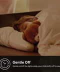 Child sleeping with teddy bear, showcasing Apple HomeKit Smart Dimmer Switch KS220P3 ambiance control at bedtime.