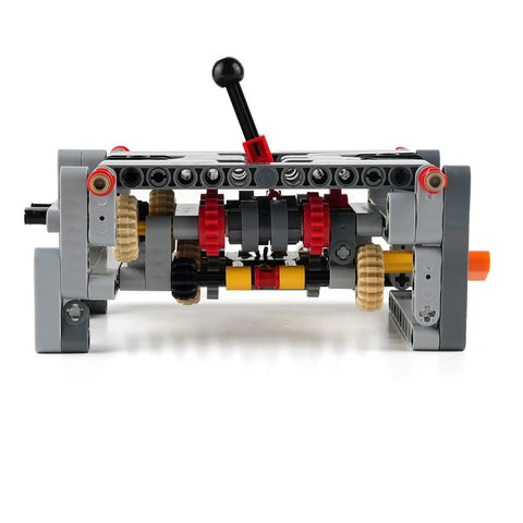 Level Up Your Build Game With Rock Solid 5 Plus 1 Speed With Reverse Transmission Gearbox Building Blocks Kit, detailed gear assembly view.