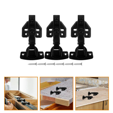 Stainless Steel Self Closing Cabinet Hinge Set Concealed Full Overlay Design For Kitchen Cabinets Replacement Hinges With Damage Free Operation 3 Pack For Home Use displayed with screws and installation scenes