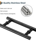 12 Inch Double Sided Push Pull Door Handle Set Matte Black Stainless Steel For Glass And Wood Doors Ergonomic Chamfered Edges