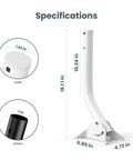 Heavy Duty Universal J Pole Antenna Mount Two Pack With 150 Degree Swivel Arm, 18.11 in tall, white design for secure installations.