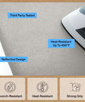 Heavy Duty Ironing Board Cover And Pad With Silicone Coating, Heat Resistant Up To 400 Degrees, reflective surface, silver