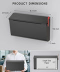 Dimensions of Heavy Duty Wall Mount Mailbox With Flag For Outdoor Use, Galvanized Steel Weatherproof Rustproof Post Box, Black
