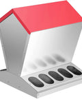 Heavy Duty Galvanized Chicken Feeder Rat Proof Poultry Food Dispenser With Secure Lid, angled view showing the durable design.