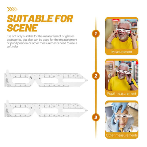 Two Pack PD Measurement Tool For Eyes, Lightweight Pupillary Distance Meter, Portable Pupillometer Ruler For Eyeglasses, Accurate Pupillary Distance Reading In 6.88 By 1.37 Inches. PD ruler in use