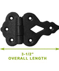 Antique Black Wrought Iron Hoosier Cabinet Hinges With Offset Design, 3-1/2 inch rust resistant powder coated heavy duty hinge