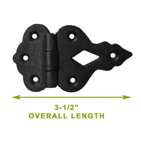 Antique Black Wrought Iron Hoosier Cabinet Hinges With Offset Design, 3-1/2 inch rust resistant powder coated heavy duty hinge