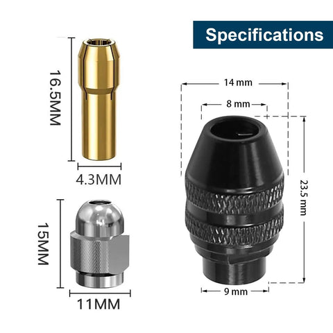 Specifications of 10 Piece Drill Chuck Collet Kit Replacement 4485 For Dremel Brass Quick Change Rotary Drill Collets different sizes
