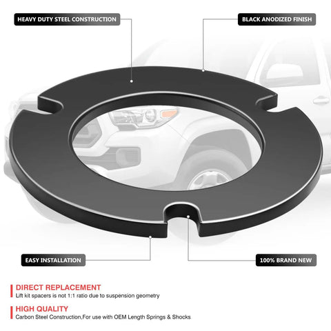 0.5-Inch Front Strut Top Mount Leveling Lift Spacers Kit For Toyota 4Runner FJ Cruiser Tacoma GX460, steel, easy install