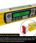 Heavy Duty Digital Spirit Level 9 Inch Torpedo Gauge With Dual Illuminated Lcd Displays IP67 Waterproof Dustproof rugged tool showing controls.