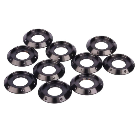 10 Pcs Titanium Flange Washers Set M5 M6 M8 M10 For Motorcycle And Car, Grade 5 6AL-4V Titanium Alloy, corrosion resistant, black