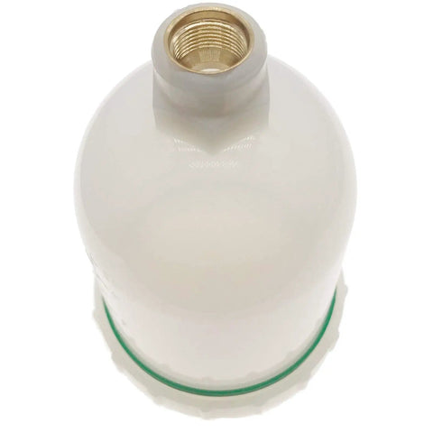 Top view of Heavy Duty 300ml Plastic Spray Airbrush Pot With Threaded Fitting for HVLP Gravity Fed Mini Paint Guns