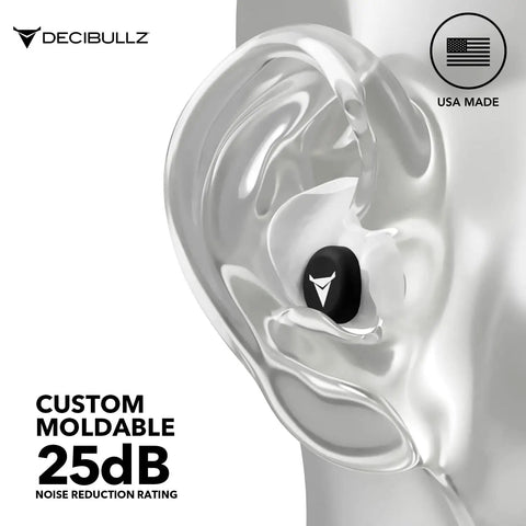 25 Decibel Noise Reduction Earplugs Custom Molded Reusable Hearing Protection For Noise Sensitivity And Flights inserted in ear