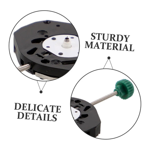 Close-up of 6 Piece Sl68 Quartz Watch Movement Replacement Kit for Repair Pros, highlighting sturdy material and delicate details.