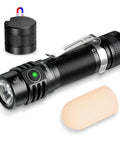Compact EDC Rechargeable Flashlight With 1800 Lumen Output, SST 40 LED, Type C Charging, Magnetic Tail Cap, diffuser shown