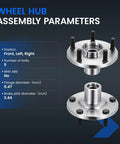 Direct Swap Front Wheel Hub Assembly For Toyota Camry Highlander 2004 2017 detailed parameters, showing flange and pilot diameters.