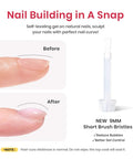 Before and after nail extension using Builder Gel Kit with 5 Colors Nude Shimmer Glitter 7 in 1 Hema Free Strengthener Gel With Heart Top Coat