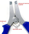 Heavy Duty Miter Spring Clamps Kit For Woodworking Pros With Rustproof Steel Pliers, Spring Loaded Tools Perfect For Picture Framing And Corner Bonding Projects Plus Storage Ring For Easy Organizing. Rustproof steel spring clamp pliers with blue grips