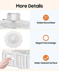 Ceiling Fan with Light 23 Inch Wireless Controller Low Noise for Bedroom showing stable round base and elegant floral design.