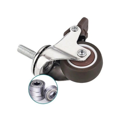 4 Pack Rubber Furniture Casters Quiet Heavy Duty Trolley Wheels With 360 Degree Swivel Casters And Brakes Wear Resistant Universal Fit For Carts