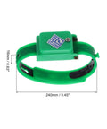 Cordless Anti Static Wrist Strap With Adjustable Silicone Bracelet For ESD Safe Computer Electronics Repair Green Color Grounding Wristband Pro Grade Anti Static Grounding Tool For Delicate Circuit Boards And LED Projects, showing green silicone strap and size dimensions.