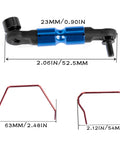 Alloy Aluminum Front And Rear Wide Sway Bar Upgrade Kit For 1/10 Slash Rustler Stampede Rally 4x4 4WD RC Cars CNC Machined Precision Fit Durable Performance Easy Bolts On, showing dimensions and components.