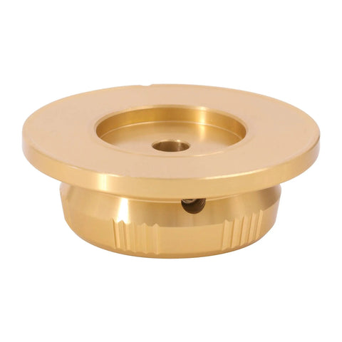 2 Pack Built Tanklike Cnc Aluminum Pointer Knobs With Killer Knurled Grip For Stereo Amplifier And Digital Volume Dial giving smooth adjustment view of a gold aluminum knob.